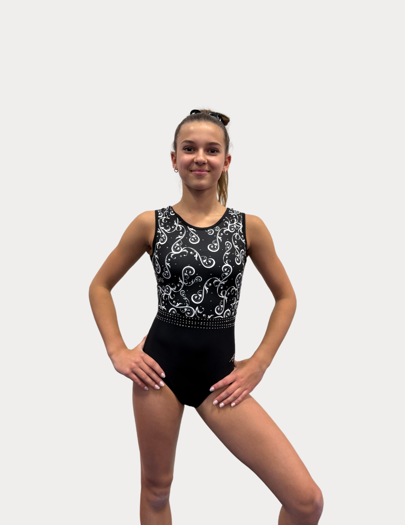 maillot gymnastique noir blanc fille femme